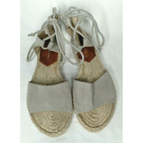 Diane Von Furstenberg Gray Suede Lace Up Sandals Size 6M EUC - Picture 1 of 7